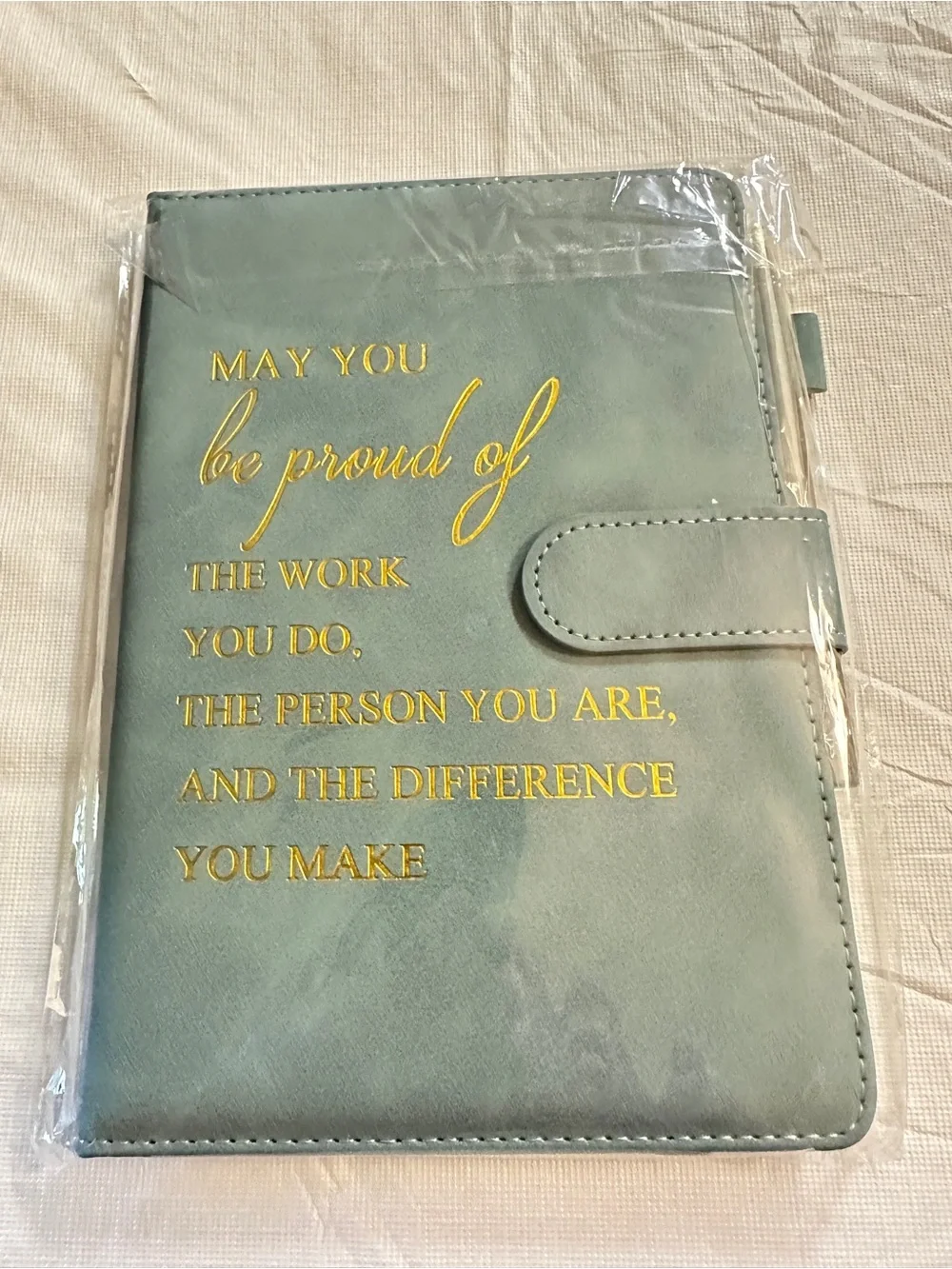 💜Inspirational Mint Journal with Gold Script